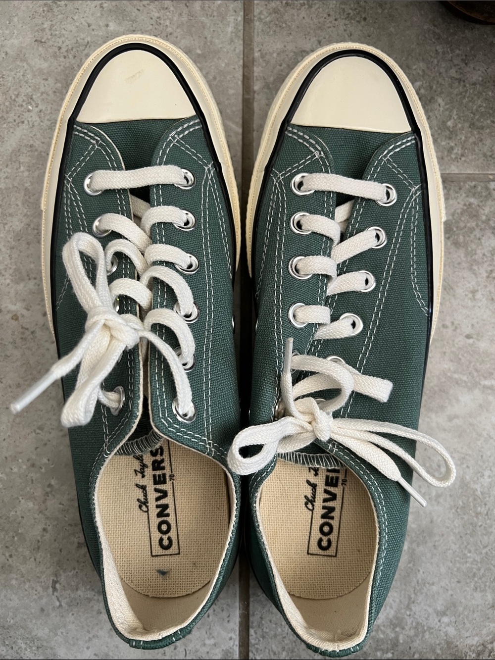 Converse Low Top Canvas Sneakers in Sage Green and Cream NWOT